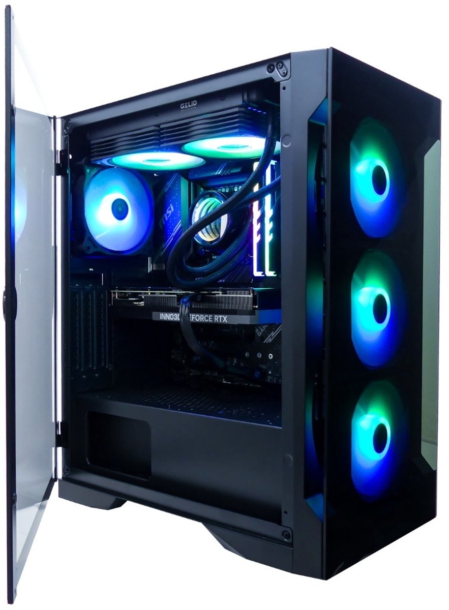 Ryzen 9 5950X Game PC|RTX 5070|2TB|64GB|Waterkoeling - 16-Cores@4.9 TURBO - Met 240mm Liquid Cooler en Magneetdeur - WiFi 6 / Bluetooth 5.4 - Windows 11 PRO - Gamdias Talos E2 Elite (8720937110567)