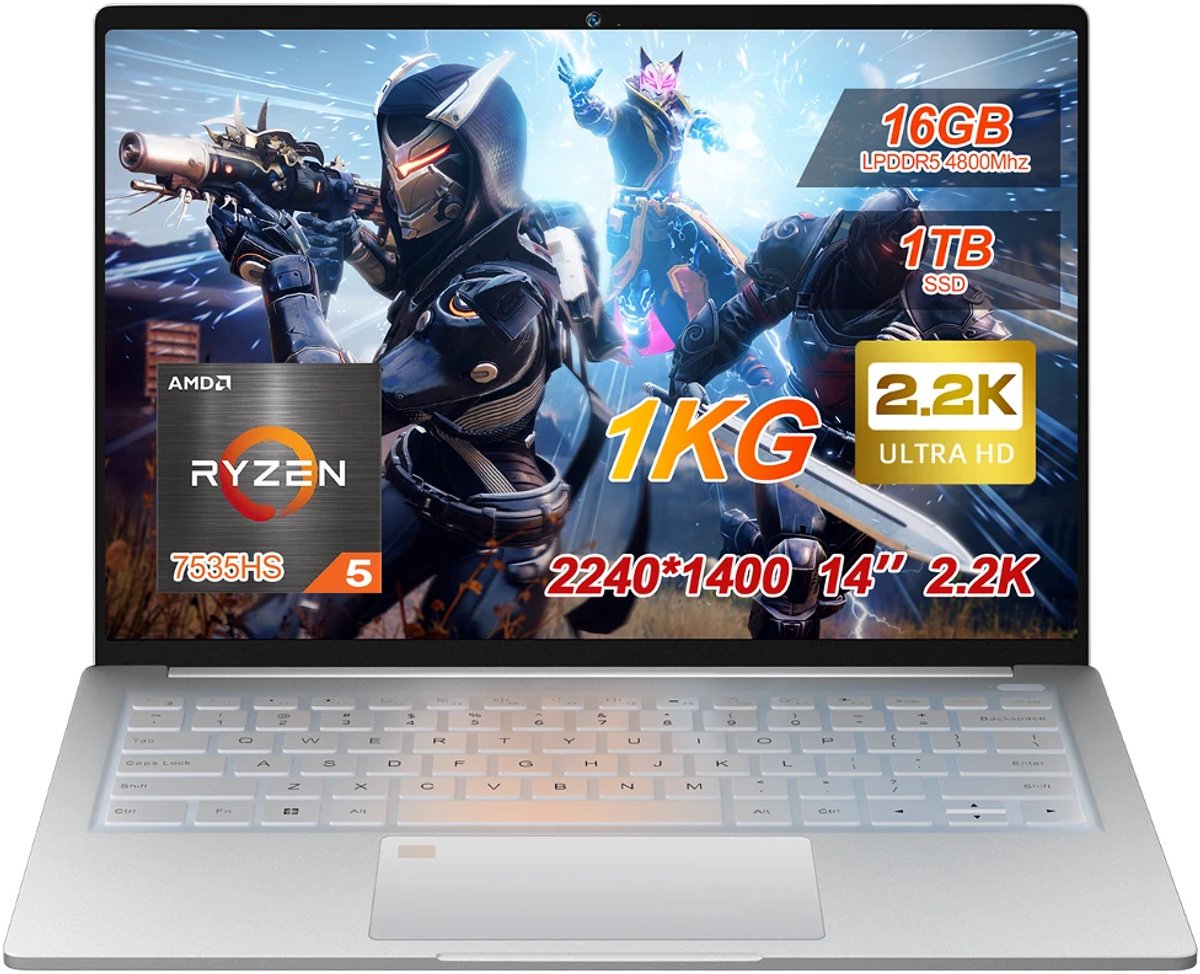 S14 Laptop 14 inch 2.2K 16:10 - AMD Ryzen 5 7535HS - 16GB LPDDR5 - 1TB NVMe SSD - 60Wh accu - WiFi 6 - Fingerprint - Windows 11 - Zilver (0796520523463)