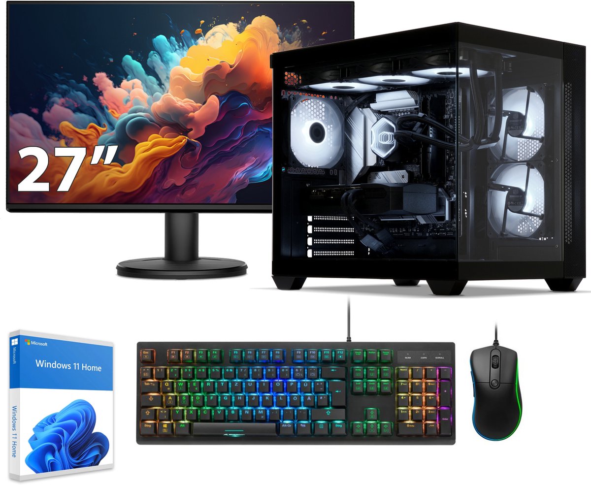 Sedatech Pakket Advanced Gaming PC Waterkoeling Aquarium · AMD Ryzen 5 7500F · Geforce RTX5060Ti 16Gb · 32Gb DDR5 · 2Tb SSD M.2 · WiFi, USB C · BT · Windows 11 · Desktop computer · Monitor 27'' (4070226036554)