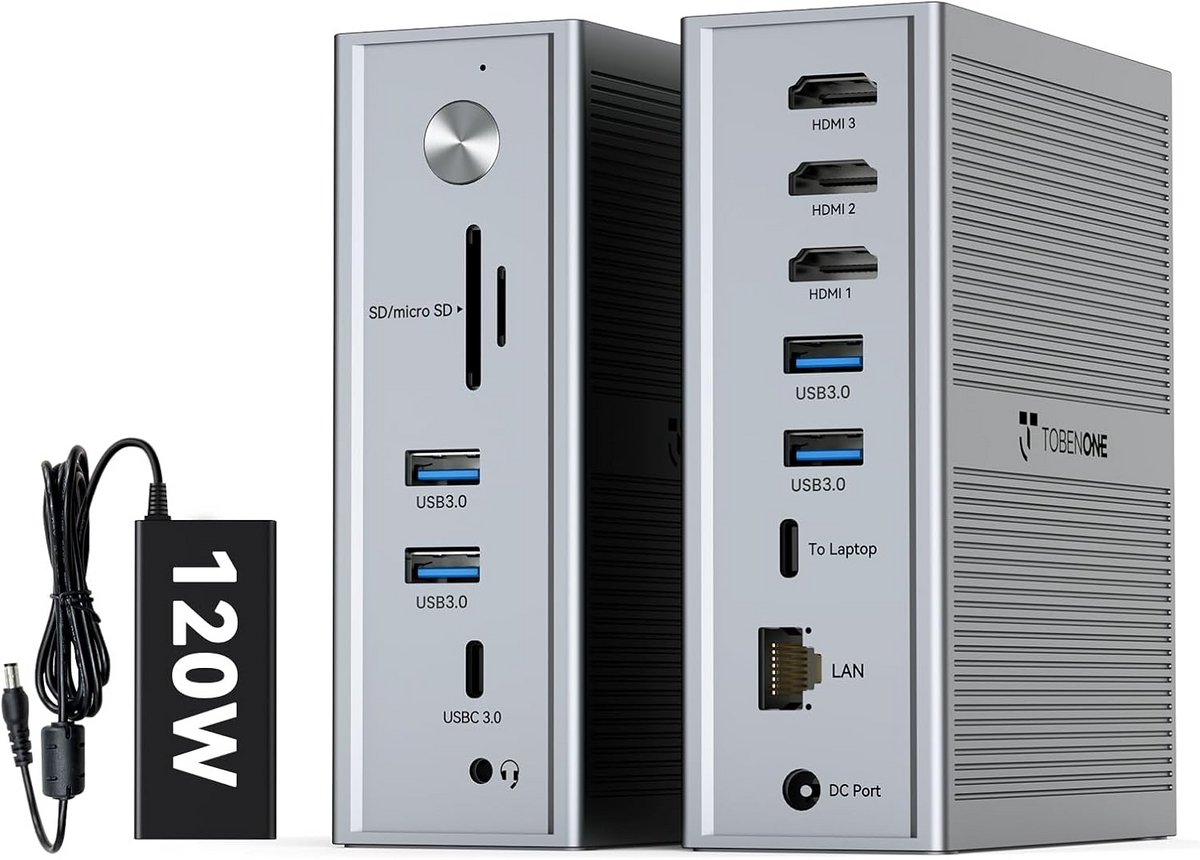 Universele Laptop Dockingstation met 3 HDMI Poorten (9101053648452)