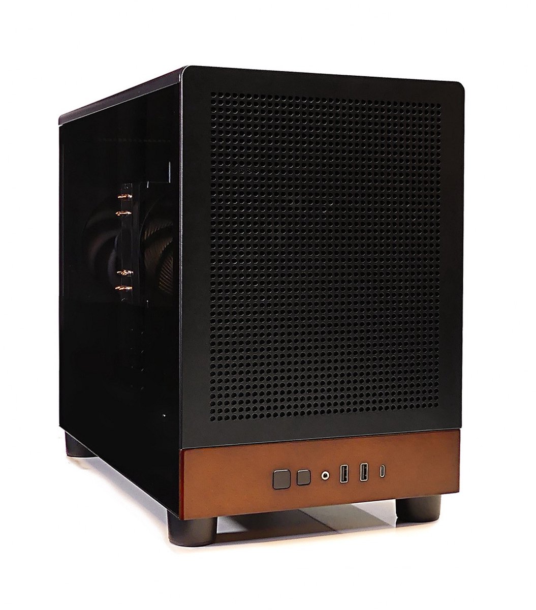 Zakelijke Ryzen 7 Silent Workstation - Computer Met Echt Walnoot Hout - Stijlvol Klein en Compact - R7 5700G 8-Core Desktop PC - 1TB SSD - 32GB RAM - Gamdias Athena M4M WOOD (8720937110413)