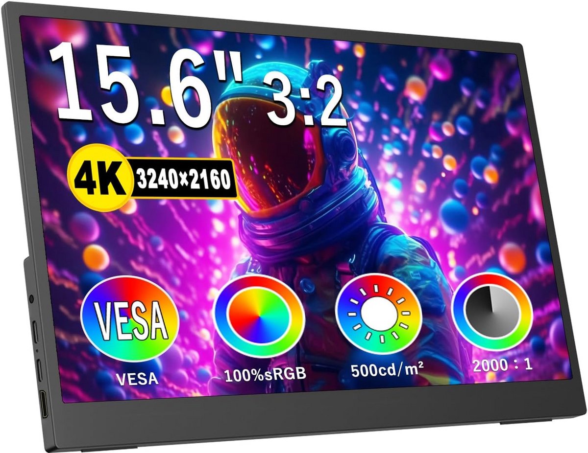 15,6 inch 4K Draagbare Monitor voor Laptop PC en Mac (9101051975888)