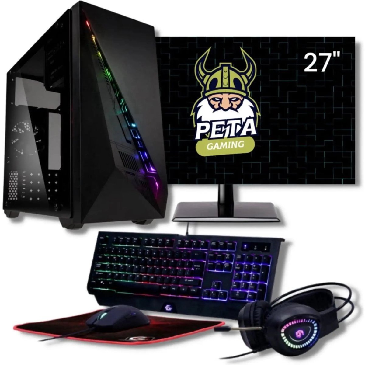 AMD Ryzen 7 5700G Gaming Set - 32GB RAM - 2.0TB M.2 SSD - Nvidia GeForce RTX5060Ti 8GB - WiFi - Windows 11 Pro (GamePC + 27