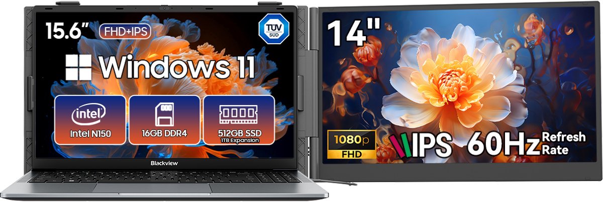 Blackview AceBook 6 Laptop 15,6 inch Full HD - 16 GB RAM - 256 GB + SCM6 14