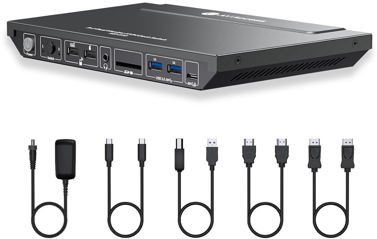 Dockingstation met KVM-switch voor Laptop en Desktop | 4K@60Hz Dual Monitor & 100W Opladen (9101077081105)