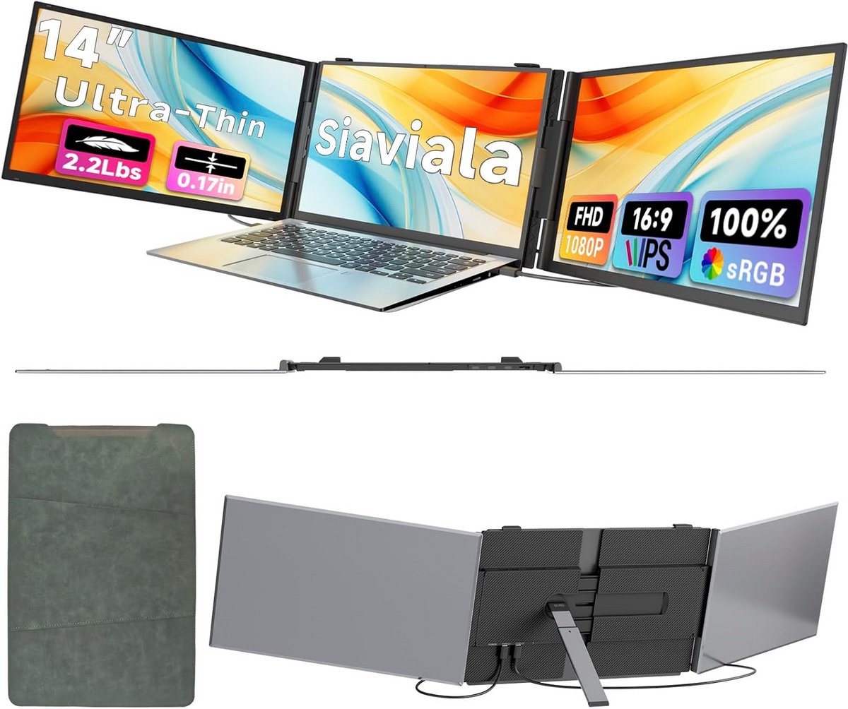 Draagbare Monitor Extender 14 inch 1080P FHD IPS - Triple Screen Uitbreiding voor Laptops 13-17 inch (9101071379604)