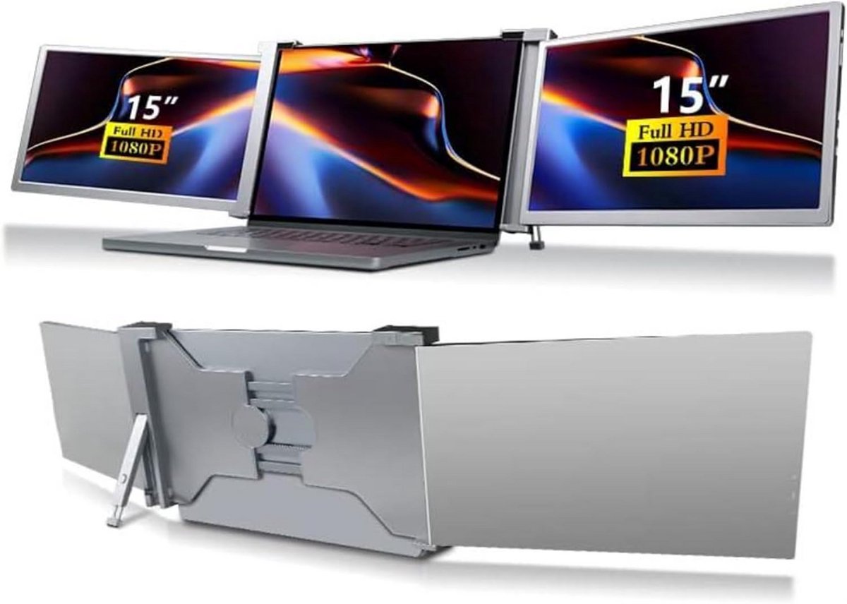 Draagbare Monitor Extensie voor Laptop, 15 Inch Dual Scherm 1920x1080 FHD Uitbreiding (9101076187860)