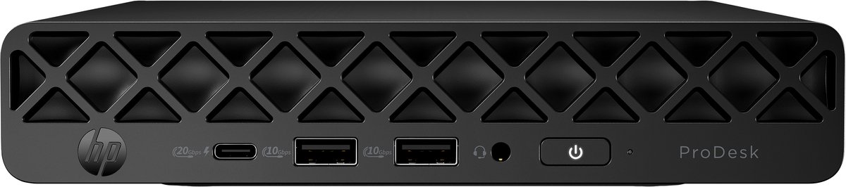 HP ProDesk 4 G1i AI - Mini Core Ultra 5 225T / tot 4.9 GHz - RAM 16 GB - SSD 512 GB - NVMe - Intel Graphics - Gigabit Ethernet, IEEE 802.11ax (Wi-Fi 6E), Bluetooth 5.3 - Win 11 Pro - monitor: geen - toetsenbord: Frans - jackzwart - Smart Buy (0199251657429)