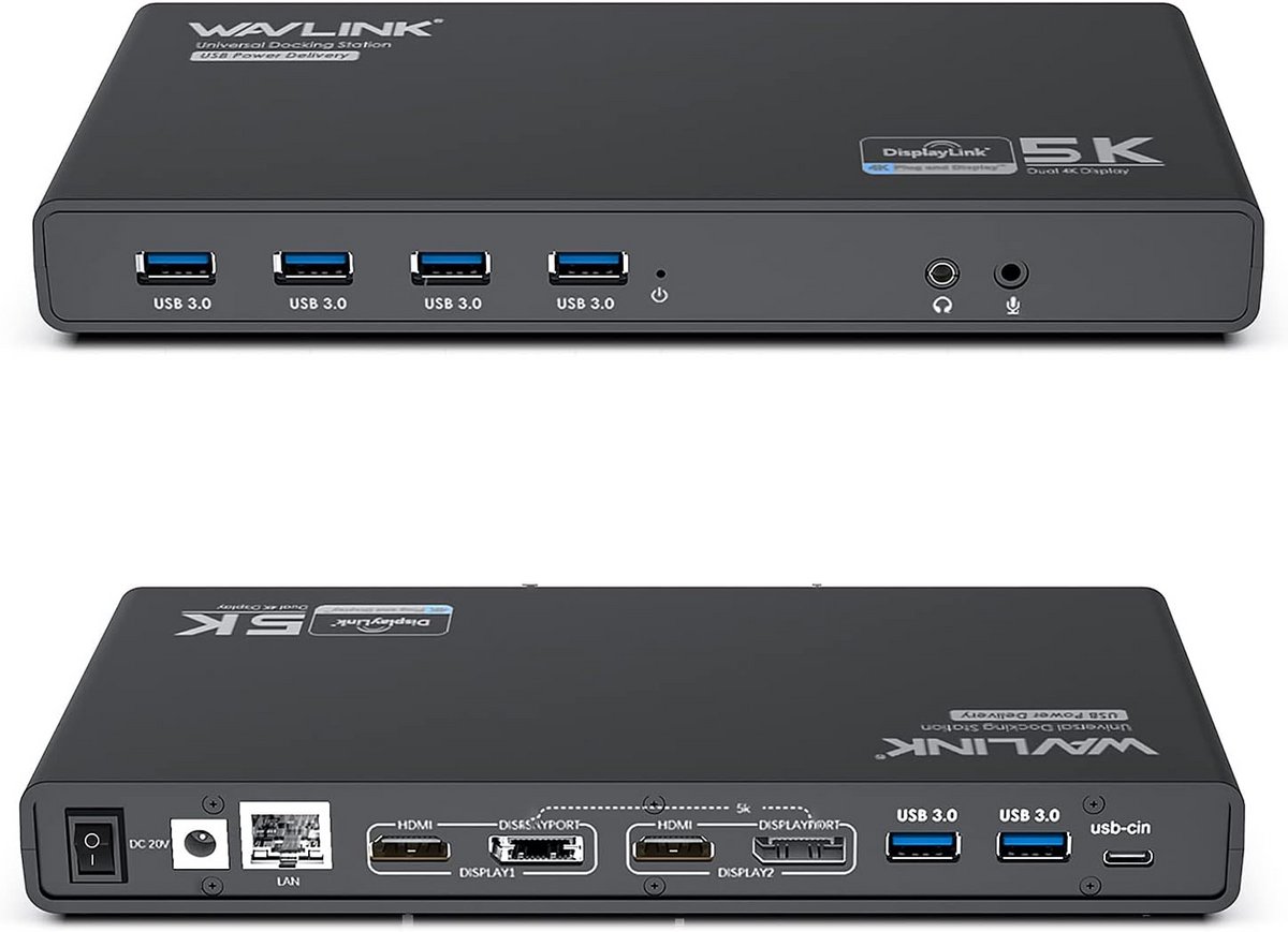 Universeel USB C Laptop Dockingstation met 5K/Dual 4K Ondersteuning en 65W Opladen (9101054815730)