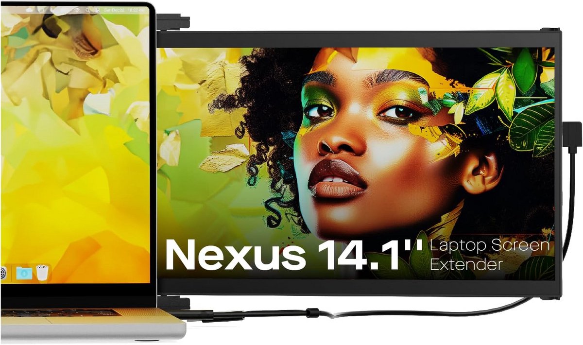Draagbare Dubbele Monitor voor Laptop 14.1 Inch - 1080P FHD USB-C/HDMI Extender (9101096118004)
