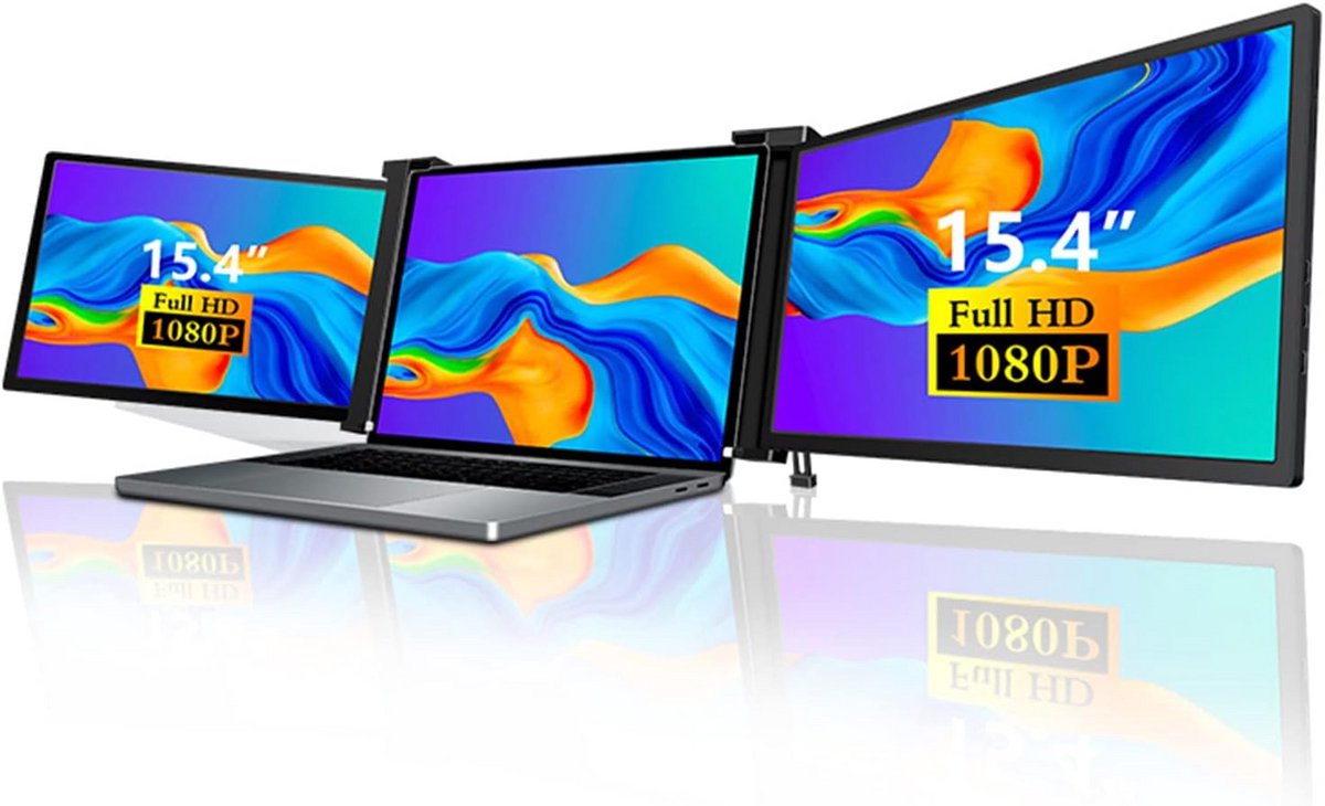 Drievoudige Draagbare Laptop Monitor 15,4 Inch FHD 1080P IPS Schermverlenger (9101095826740)