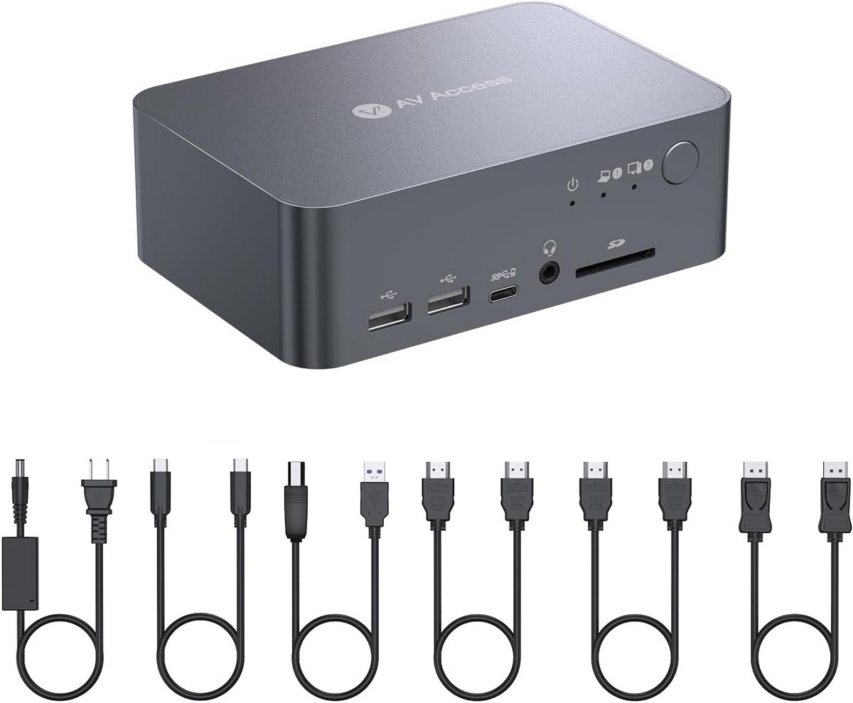 Dual Monitor KVM Switch met USB-C Dockingstation 4K@60Hz HDMI DisplayPort (9101095308895)