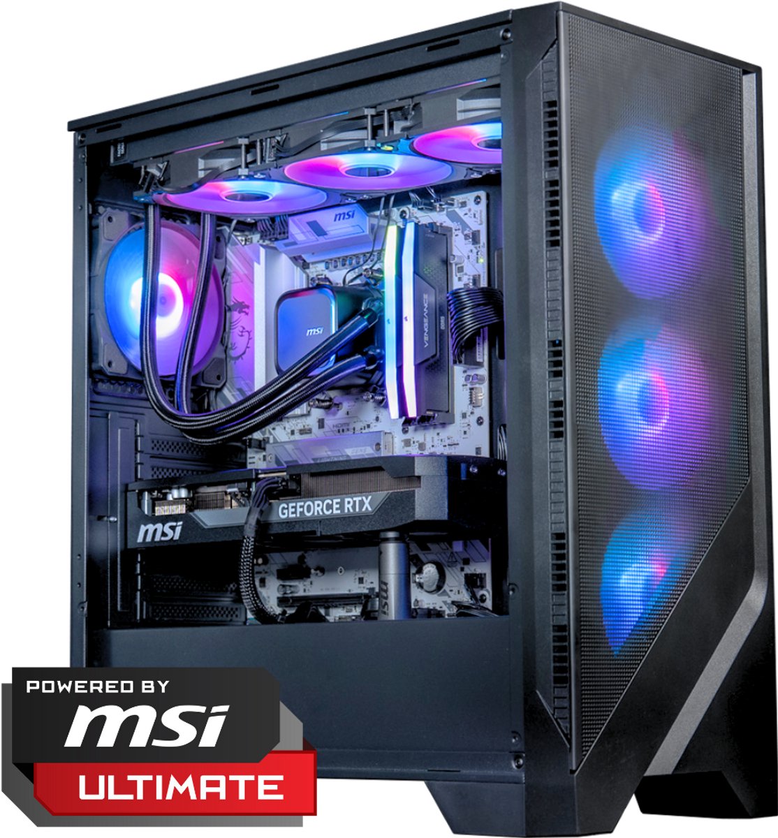 FlowUp x Powered By MSI - De Nog Enger Gaming PC - AMD Ryzen 7 9700X - NVIDIA RTX 5070 Ti 16GB - 32 GB DDR5 RAM - 2TB - Waterkoeling (5419980602138)