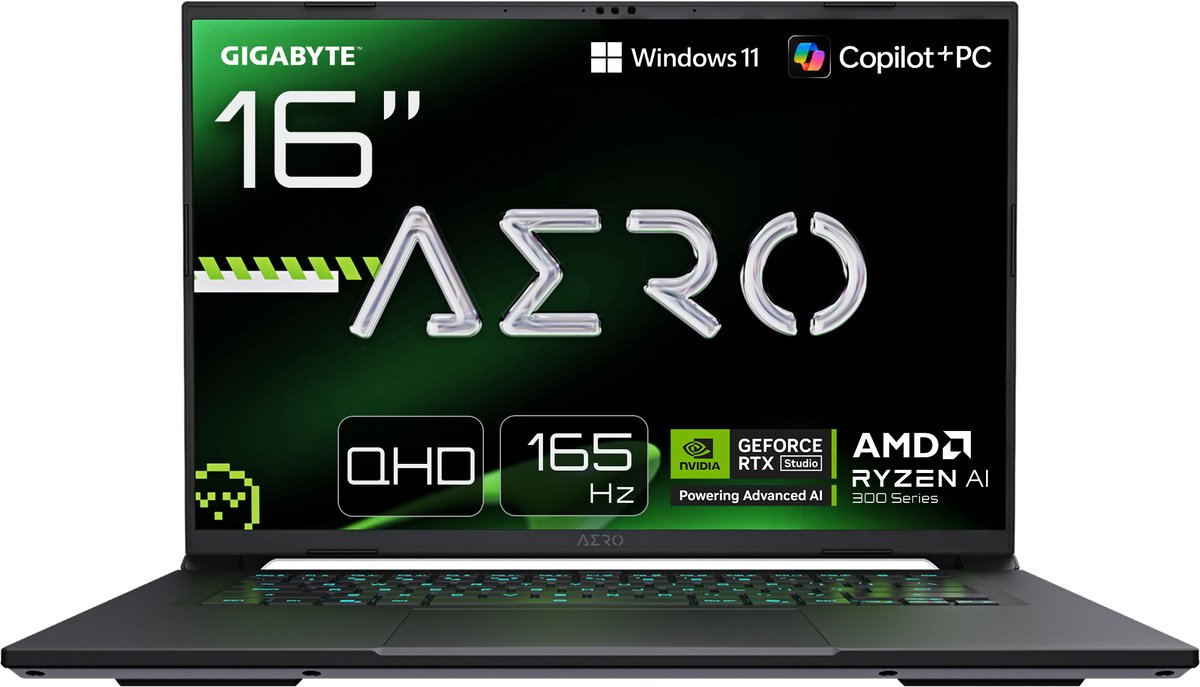 GIGABYTE AERO X16 2WHA3EEC65DP - QHD Gaming Laptop - Ryzen AI 9 HX 370 - RTX 5070 - 16 inch - 165 Hz (4719331764142)