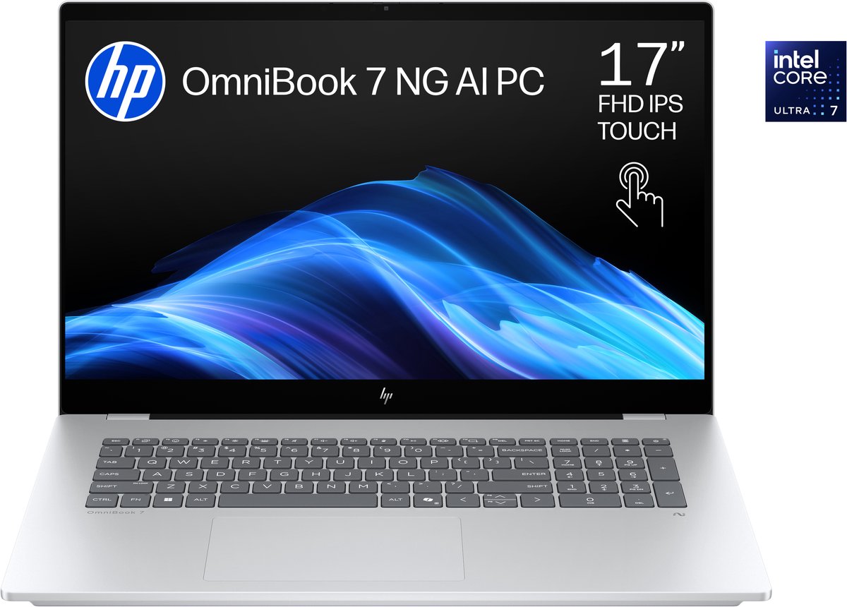 HP OmniBook 7 NGAI 17-dc0772nd - Copilot+ Creator Laptop - 17.3 inch -Intel® Core™ Ultra 7 Processor 258V - 32GB RAM - 1000GB SSD - Windows 11 Home (0199251727665)