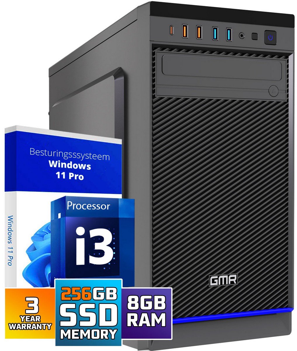 Intel Ultra Compleet Desktop PC | Intel Core i3 | 8 GB RAM | 256GB SSD M.2 | Windows 11 Pro | Business Office Multimedia Computer (8721001993734)