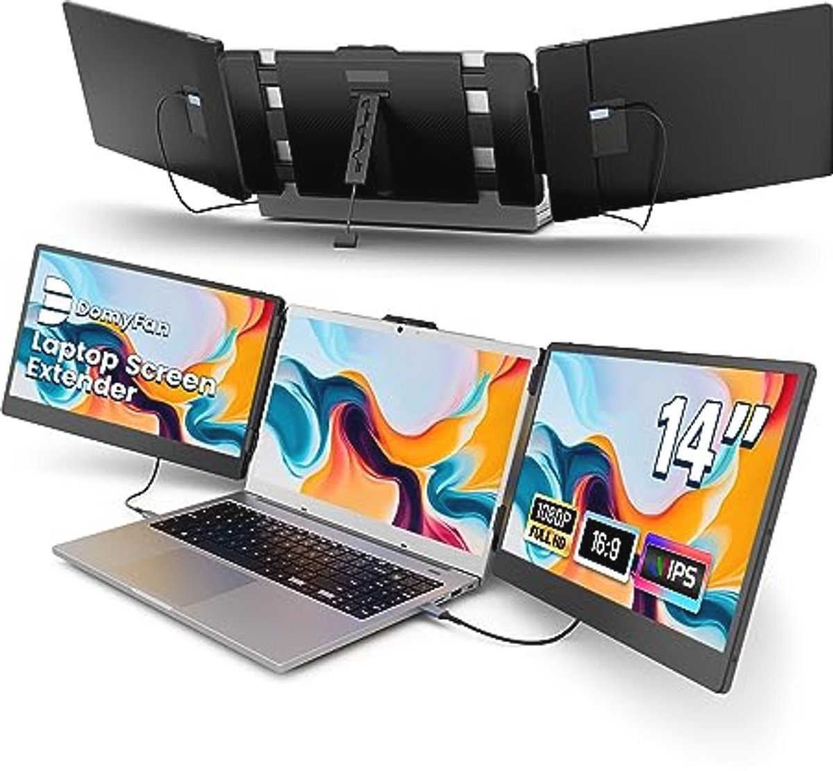 Schermverlenger 14 inch FHD 1080P IPS voor laptops - Draagbare Monitor met HDMI, USB-A en Type-C - Compatibel met Windows, Mac, Android, Chrome, Switch en PS5 (9101022606131)
