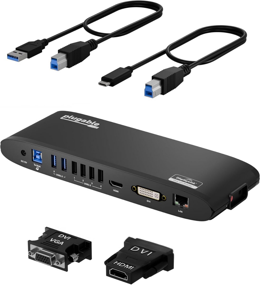 USB 3.0 Dual Monitor Dockingstation met HDMI, DVI, Gigabit Ethernet en 6 USB-poorten (9101063417390)