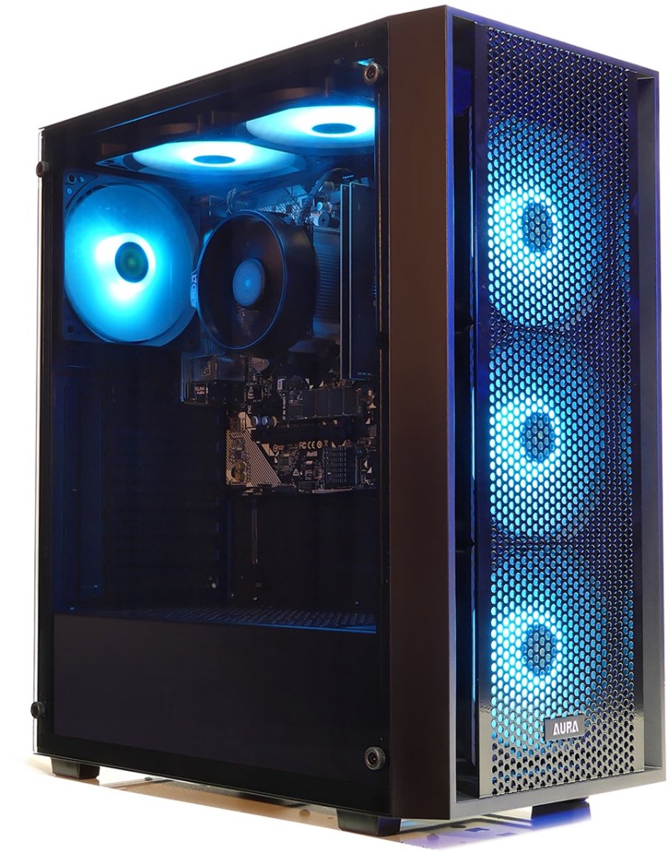 AMD Ryzen 5 5500 Game PC / Gaming Computer - Geschikt voor Fortnite / Minecraft / Roblox in High Settings - GeForce RTX 5060 Videokaart - 16GB RAM - 500GB M.2 NVMe SSD - Win11 - WiFi 6 / Bluetooth 5.4 - Gamdias Aura GC2 (8720937110925)