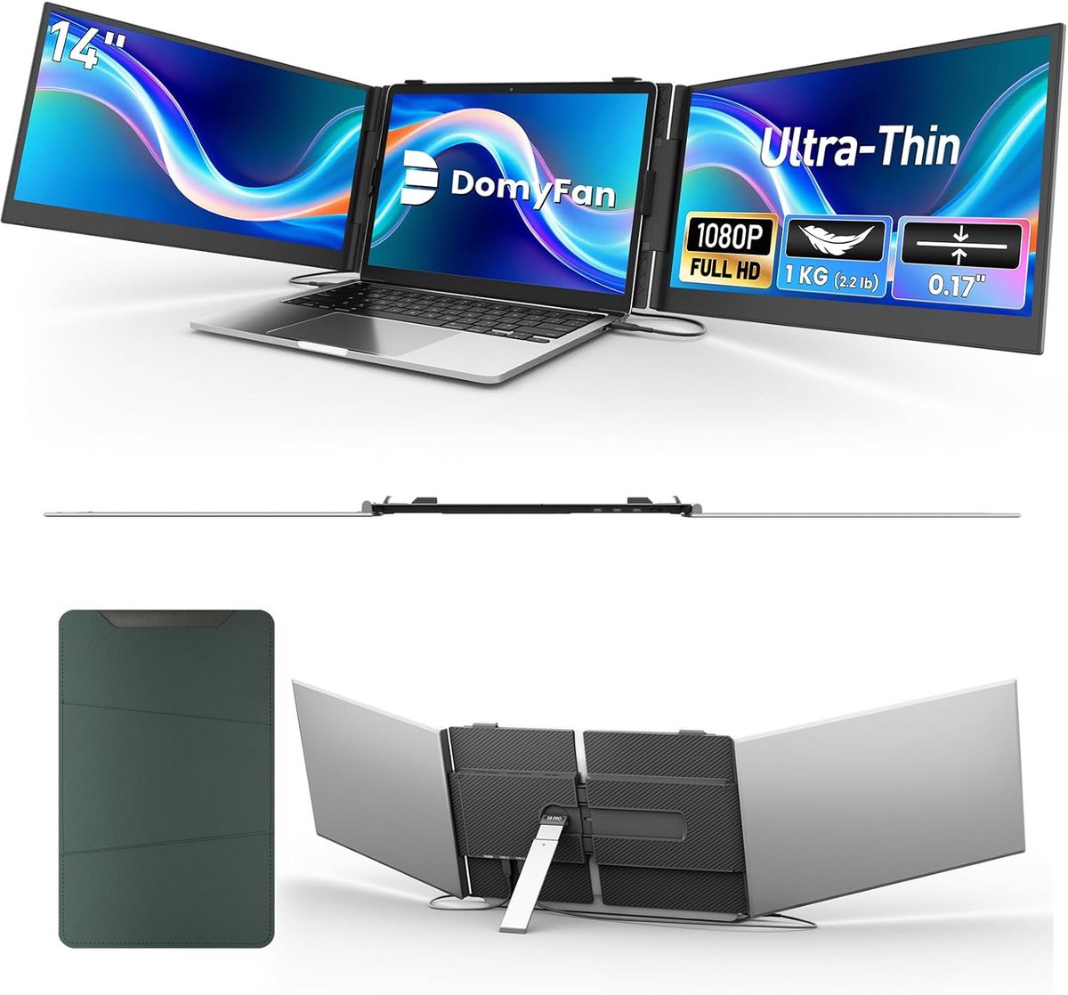 Draagbare Dubbele Monitor voor Laptop 14 Inch Dual HD 1080P - Plug & Play (9101120233857)