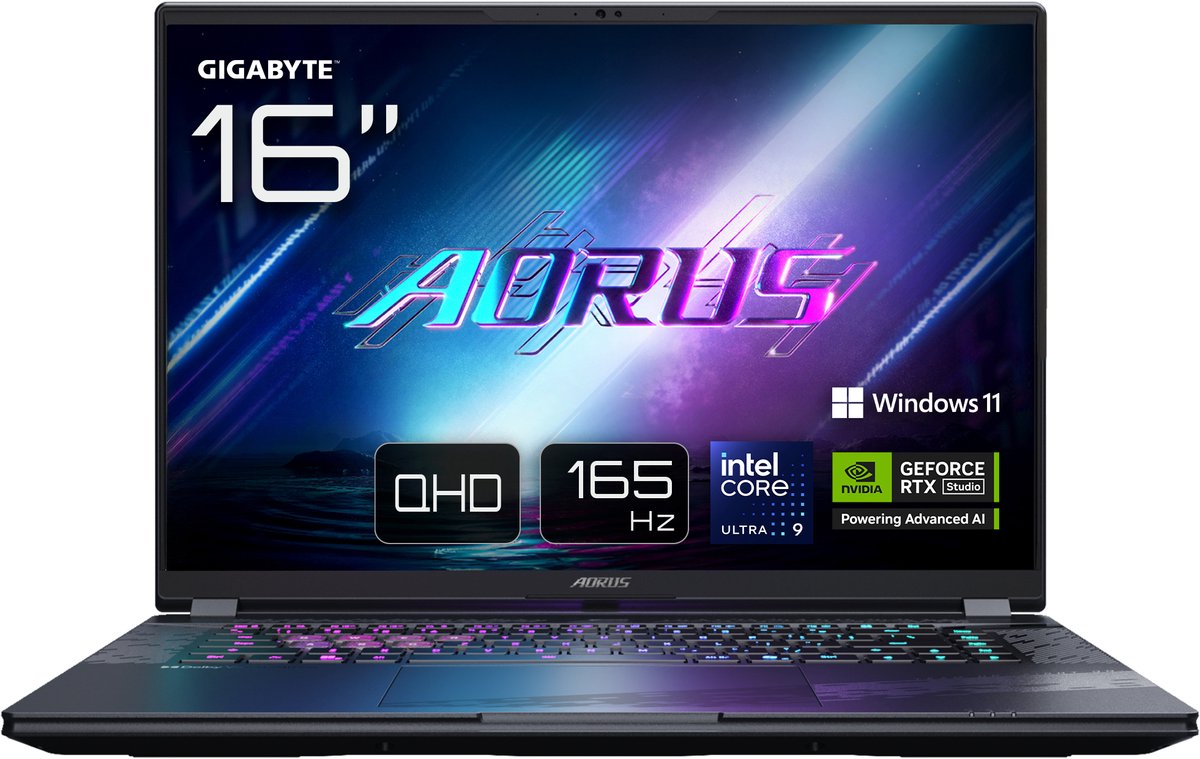 GIGABYTE AORUS ELITE 16 BWHC3EEC65SP - Gaming Laptop - 16 inch - RTX 5070 - Core Ultra 9 275HX - 32GB/2TB - 165 Hz (4719331763596)