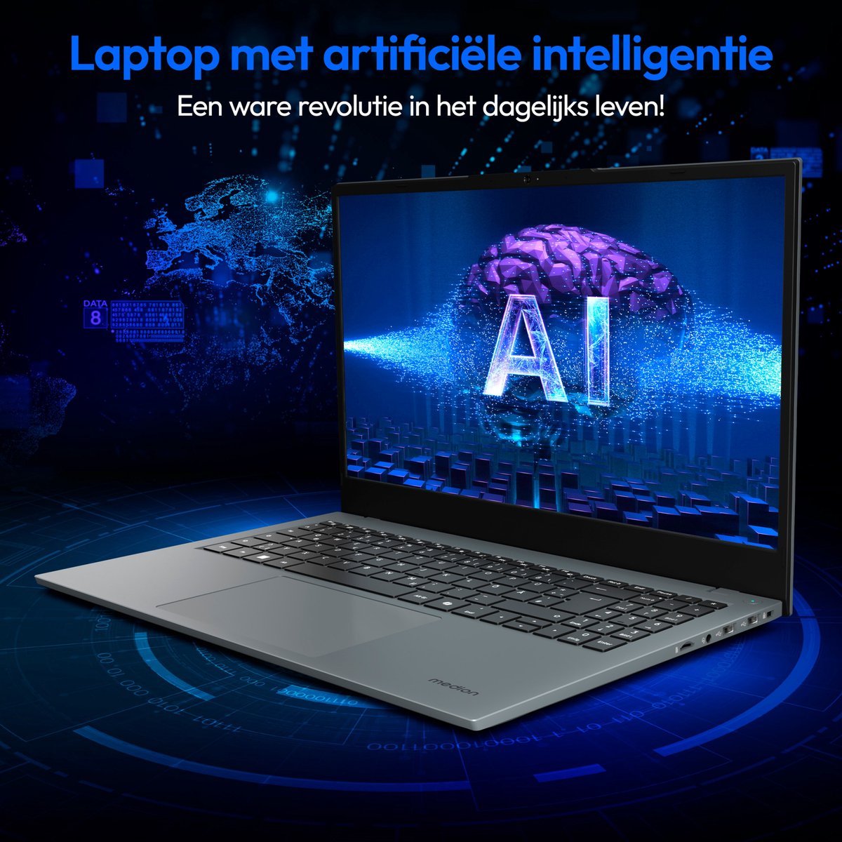 MEDION E15443 39,6 cm (15,6 inch Full HD) AI-laptop (Intel Core Ultra 7 155H, ondersteunt AI, 32 GB DDR5 RAM, 1 TB SSD, Intel Arc, Windows 11 Home) (4061275243536)