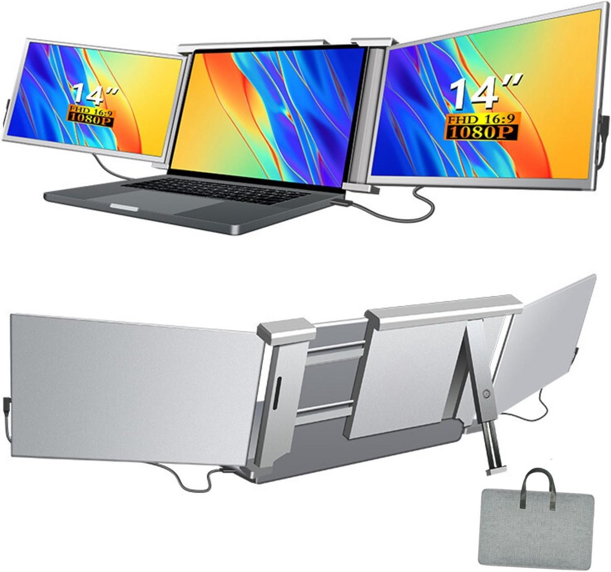 Portable Monitor - Tri Screen - Laptop Uitbreider - Full HD Handig (9101119871954)