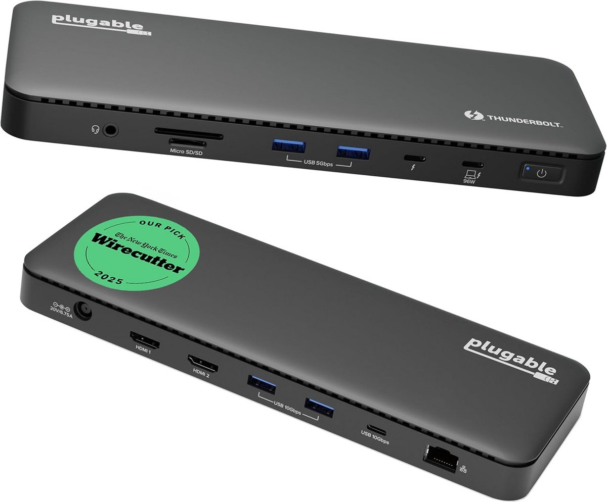 Thunderbolt 4 Dockingstation met 100 W opladen, 40 Gbps, 2x HDMI, 1x USB-C 10 Gbps, 4x USB 3.0, Gigabit Ethernet, SD/Micro-SD, Audio, K-slot - Zwart - TBT4-UD5 (9101083959115)