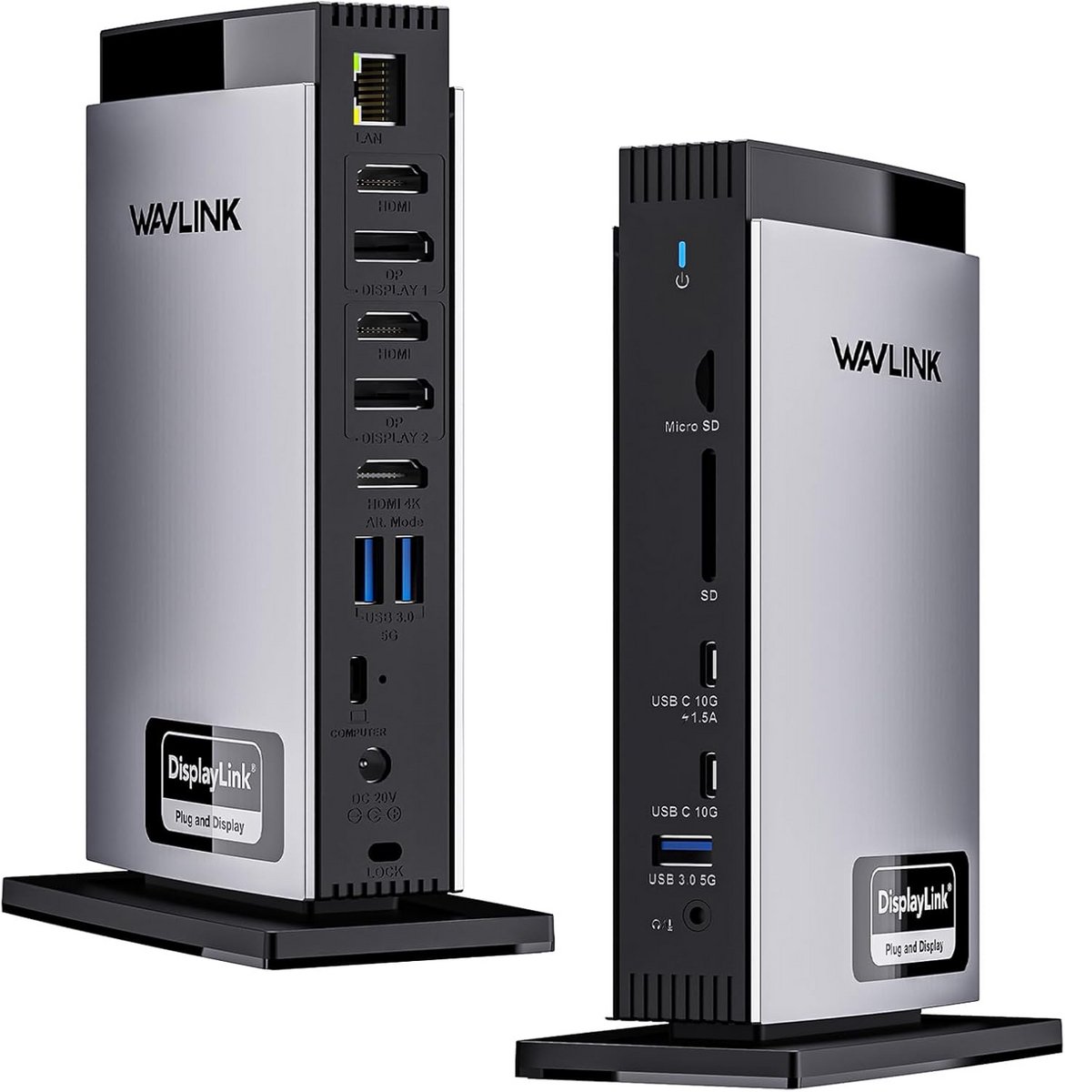WAVLINK Dockingstation USB 3.0 voor Externe Schijven, HDMI/DVI/VGA, Gigabit Ethernet, Audio, 20V 3.5A (9101107356937)