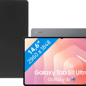 Samsung Galaxy Tab S11 Ultra 14,6 inch 512GB Wifi Grijs + BlueBuilt Book Case Zwart (6151132986961)
