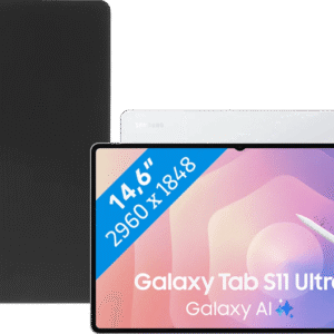 Samsung Galaxy Tab S11 Ultra 14,6 inch 512GB Wifi Zilver + BlueBuilt Book Case Zwart (6151132991903)