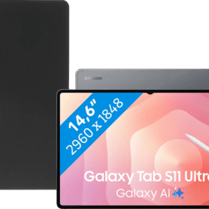 Samsung Galaxy Tab S11 Ultra 14,6 inch 256GB Wifi Grijs + BlueBuilt Book Case Zwart (6151132955943)